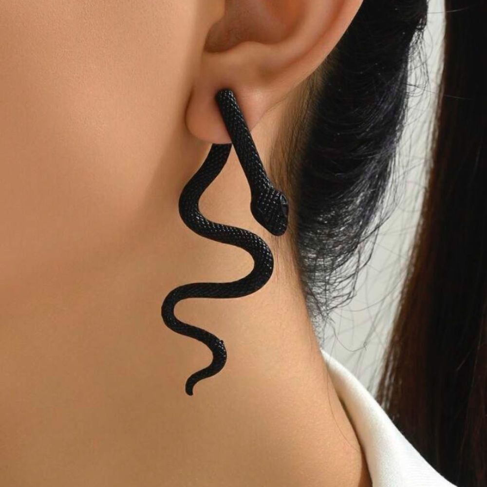 3for$20 NEW 1pair Personalized Black Snake Texture Earrings, Stylish Vintage